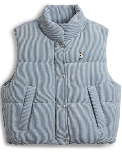 [K] WHO.A.U WOMEN'S STEVE CROP CORDUROY VEST, LIGHT BLUE, WHVWD4T07F-51-LIGHT BLUE (KWAU1140)