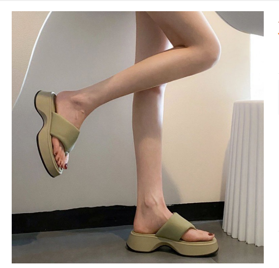 New thick-soled flip-flops (green size 35-40) (contact customer service after placing order to confirm delivery size)