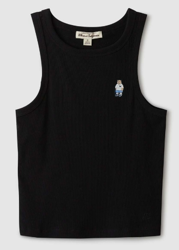 [K] WHO.A.U STEVE RIBBED CROP SLEEVELESS, BLACK, WHRNE2564F-19-BLACK (KWAU1145)