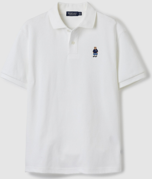 [K] WHO.A.U STEVE COLLAR T-SHIRT, IVORY, WHHAE3791U-39-IVORY (KWAU1153)