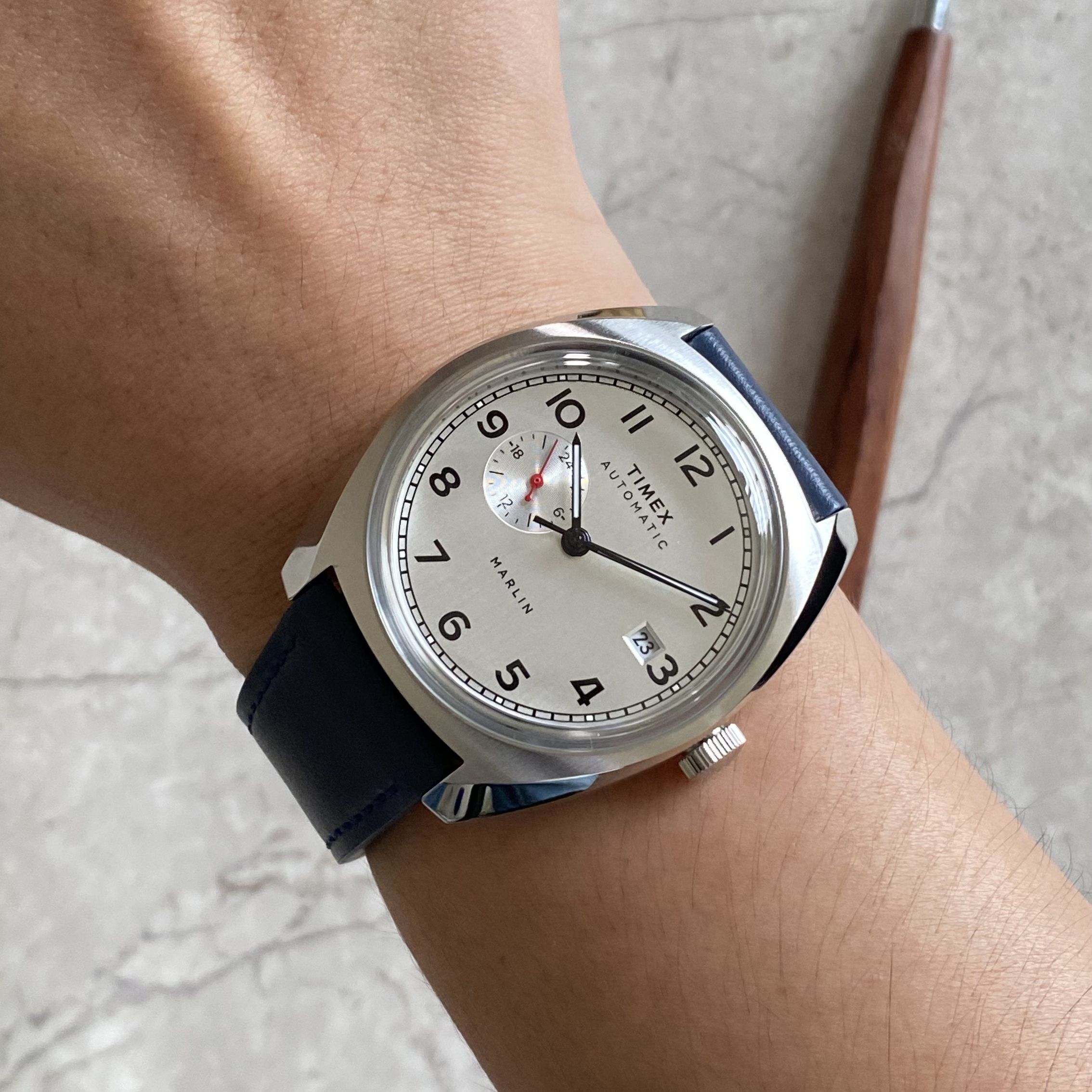 TIMEX Marlin® Sub-Dial Automatic 39mm 銀面 皮帶機械錶 TW2V61900