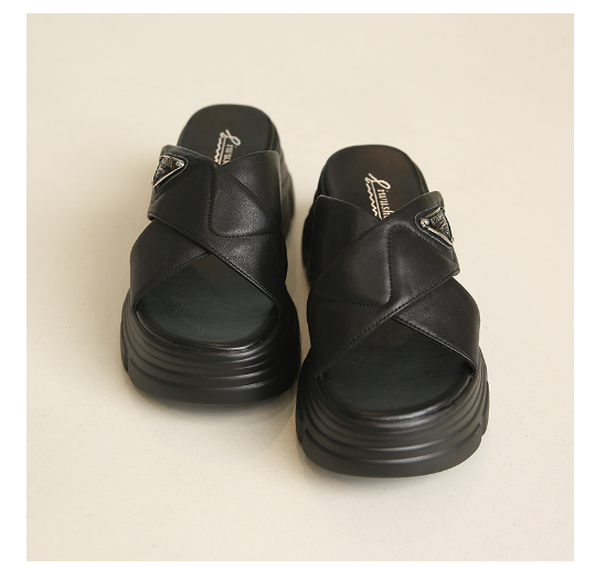 New open toe platform cross sandals (black size 35-40) (contact customer service after placing order to confirm delivery size)