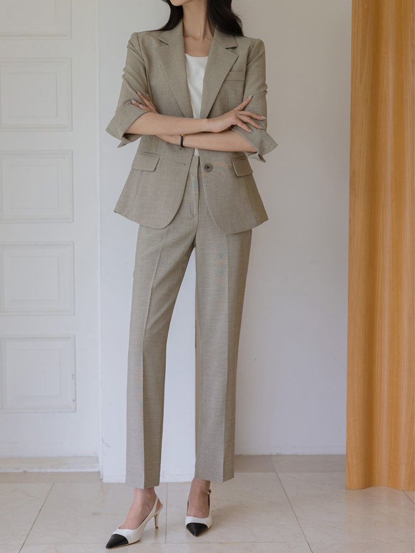 [現貨]Odelia 質感直筒西裝長褲[ 灰色 / S ]