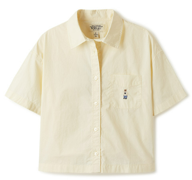 [K] WHO.A.U STEVE CROP SHORT SLEEVE SHIRT, YELLOW, WHYWE2513F-30-YELLOW (KWAU1162)