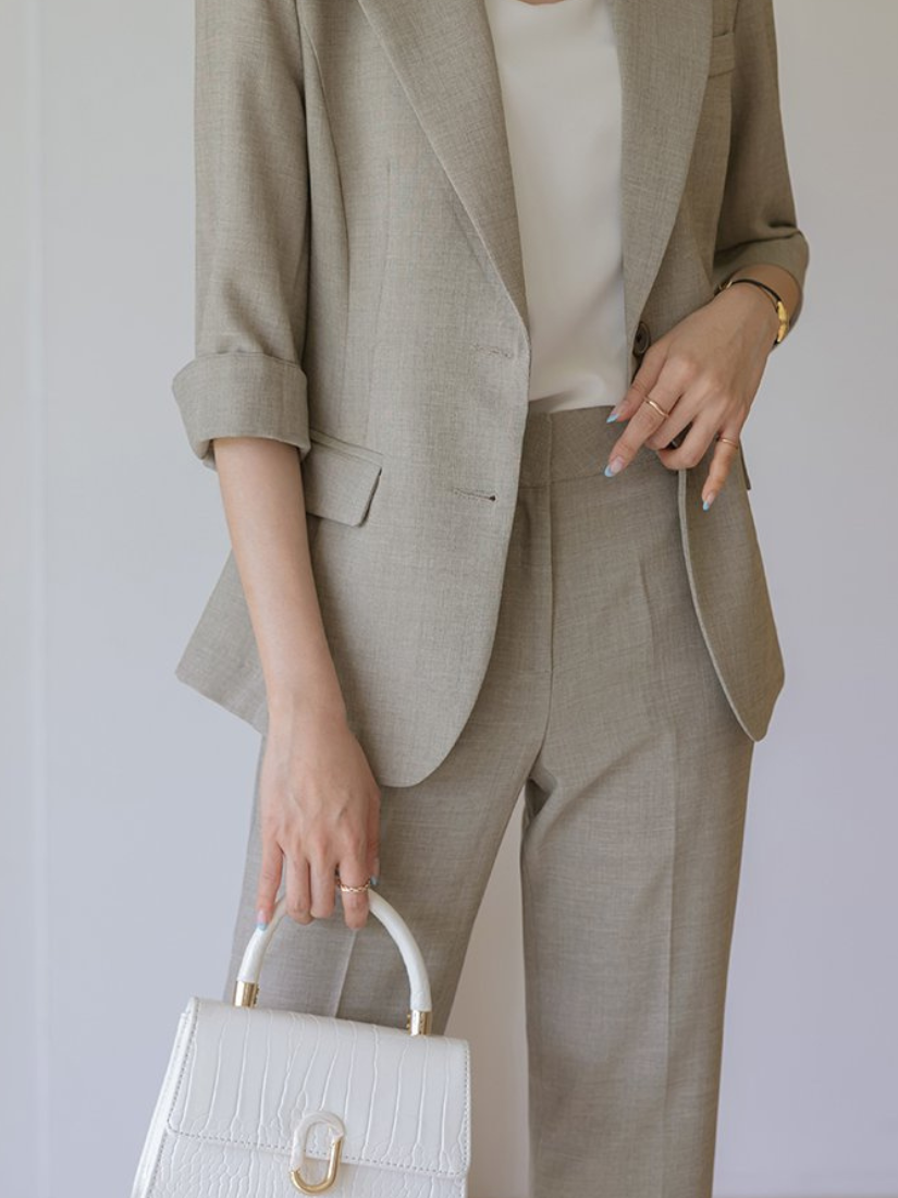 [現貨]Odelia 質感直筒西裝長褲[ 灰色 / S ]