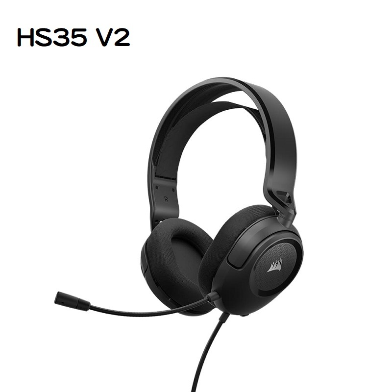 米特3C數位–CORSAIR 海盜船 HS35 V2 碳黑 有線電競耳機麥克風/CA-9011377-AP