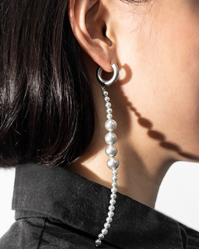 RECOVERY 變-珍珠垂墜耳環 (灰)