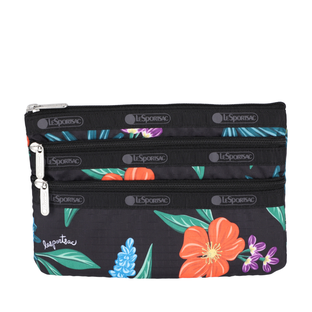 LeSportsac - 3-ZIP COSMETIC 三層拉鍊化妝包 - 亮彩狂花