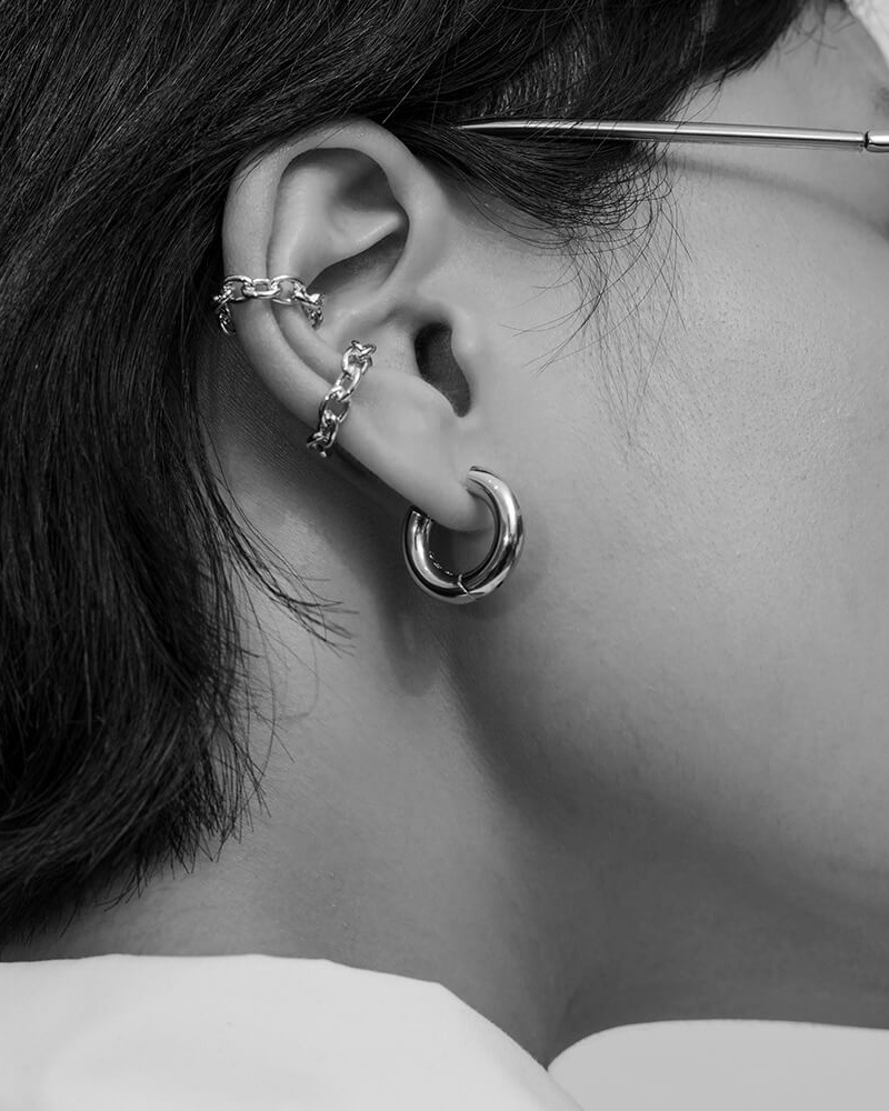 RECOVERY 基本4MM大圈形耳環 (霧銀)