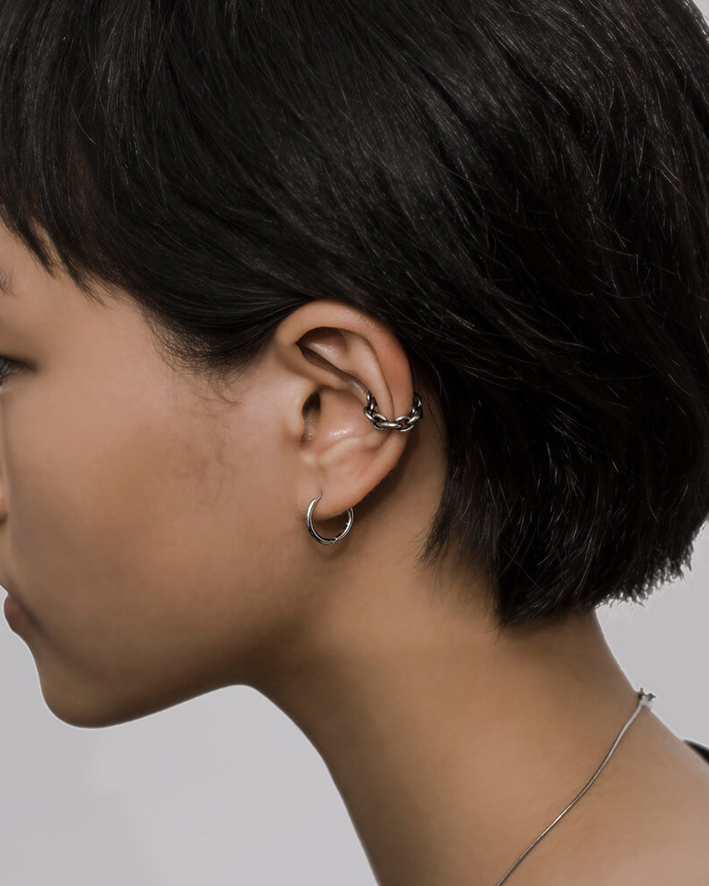 RECOVERY 基本1.5MM小圈形耳環 (霧銀)