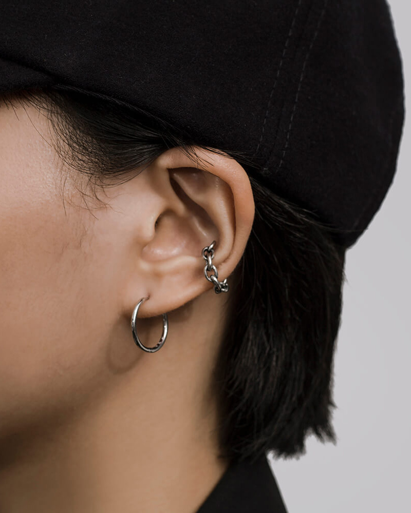 RECOVERY 基本1.5MM大圈形耳環 (霧銀)