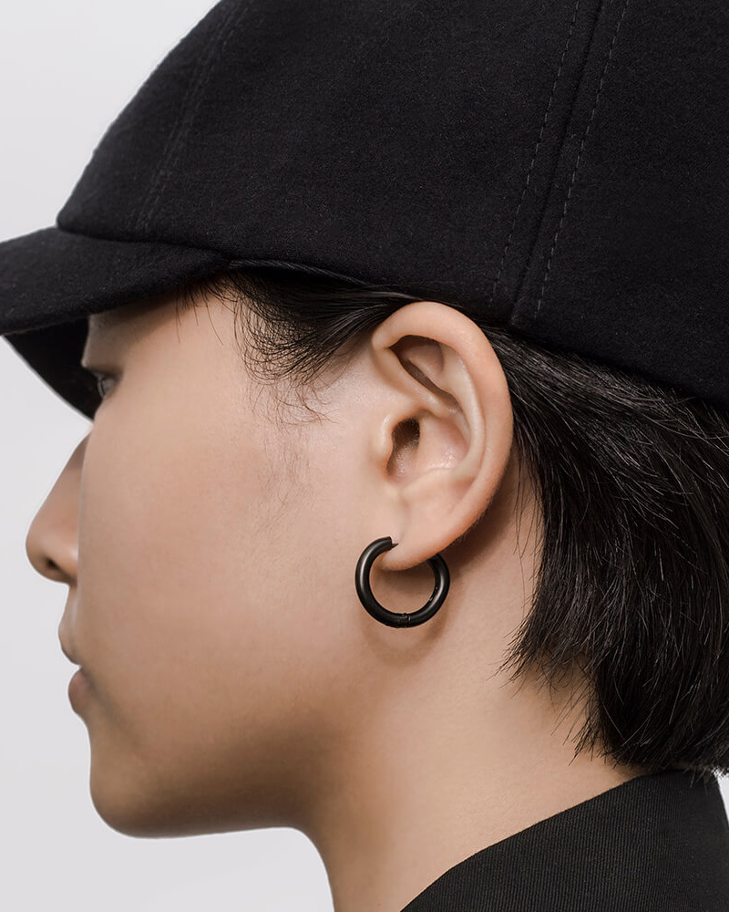 RECOVERY 基本3MM大圈形耳環 (霧黑)