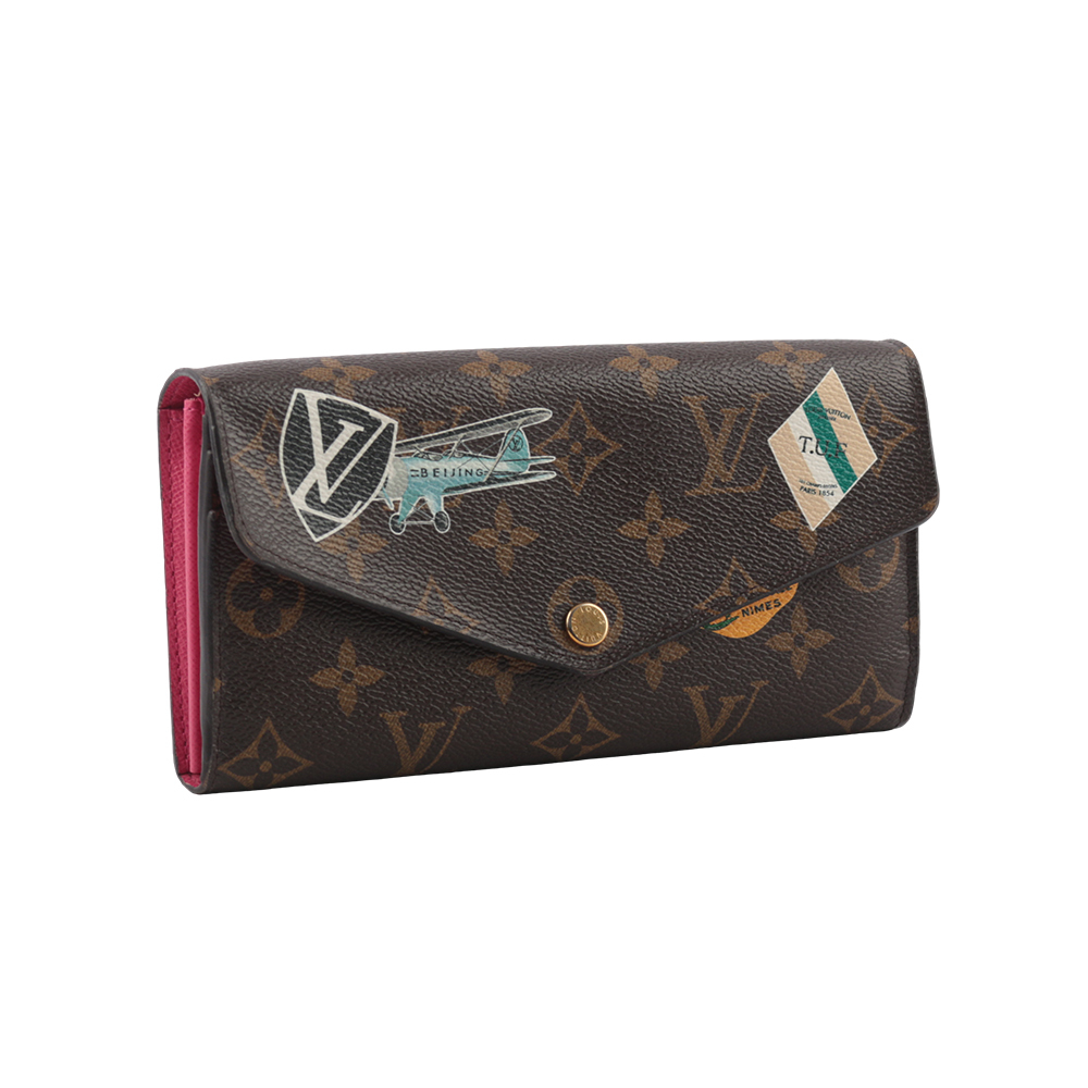【Louis Vuitton】訂製款 World Tour Sarah 拼貼圖案發財長夾