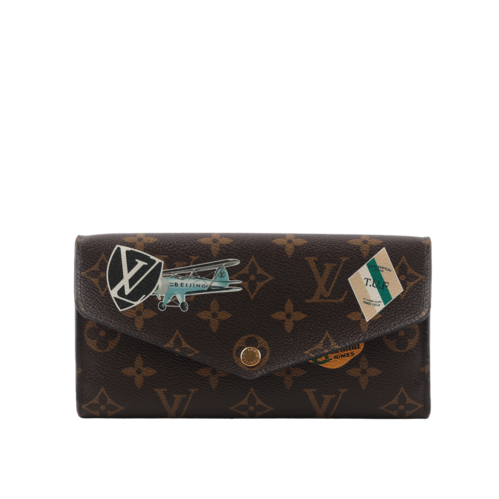【Louis Vuitton】訂製款 World Tour Sarah 拼貼圖案發財長夾