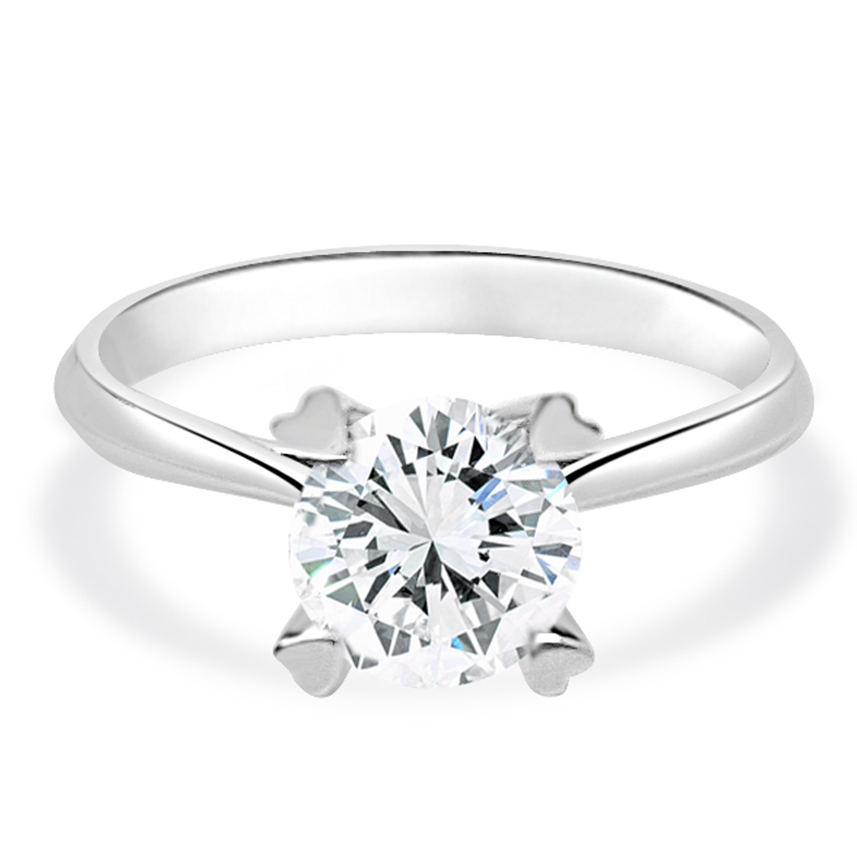 18K白金四爪日字心心爪戒指托 (RS02H4054)