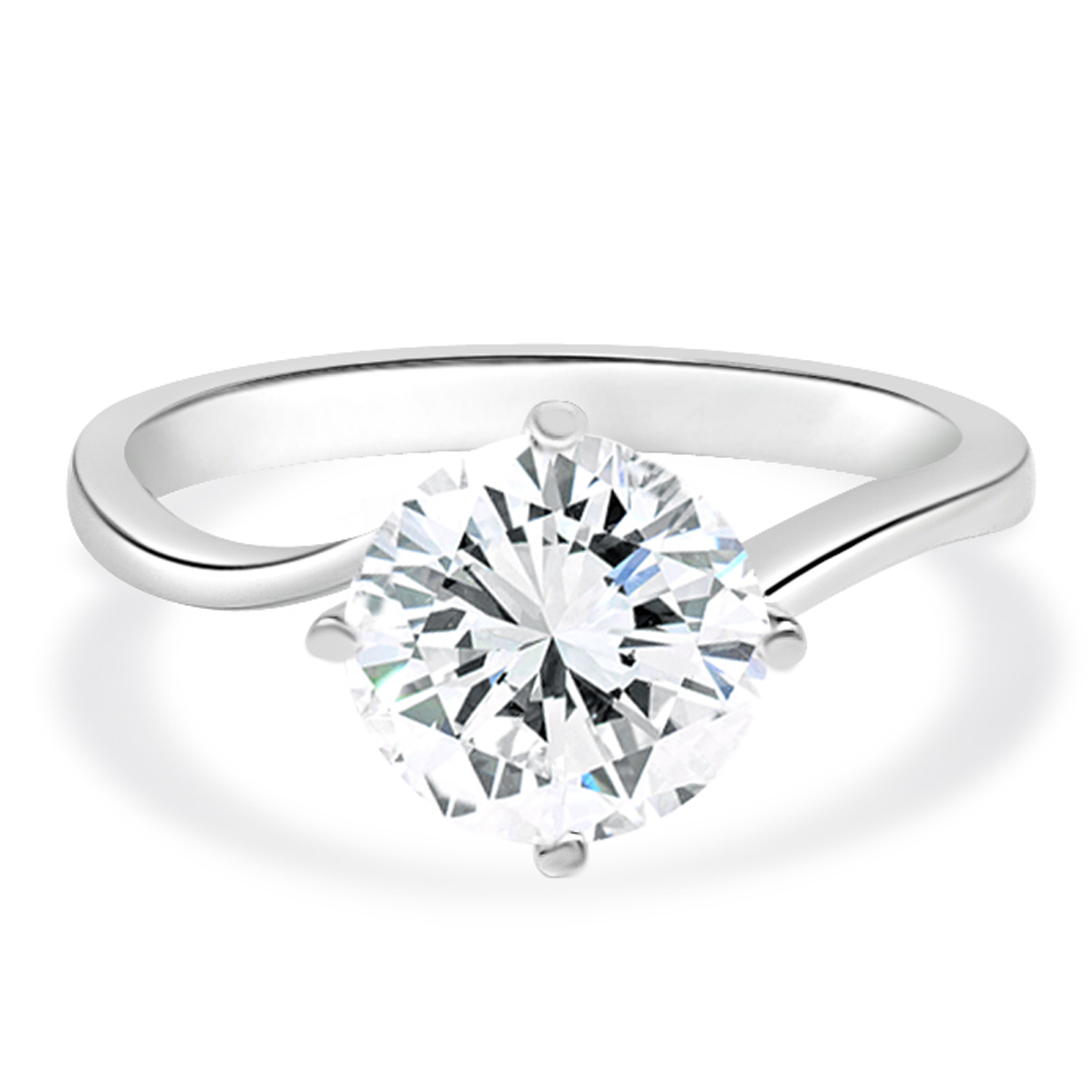 18K白金四爪扭臀戒指托 (RS03H4027)