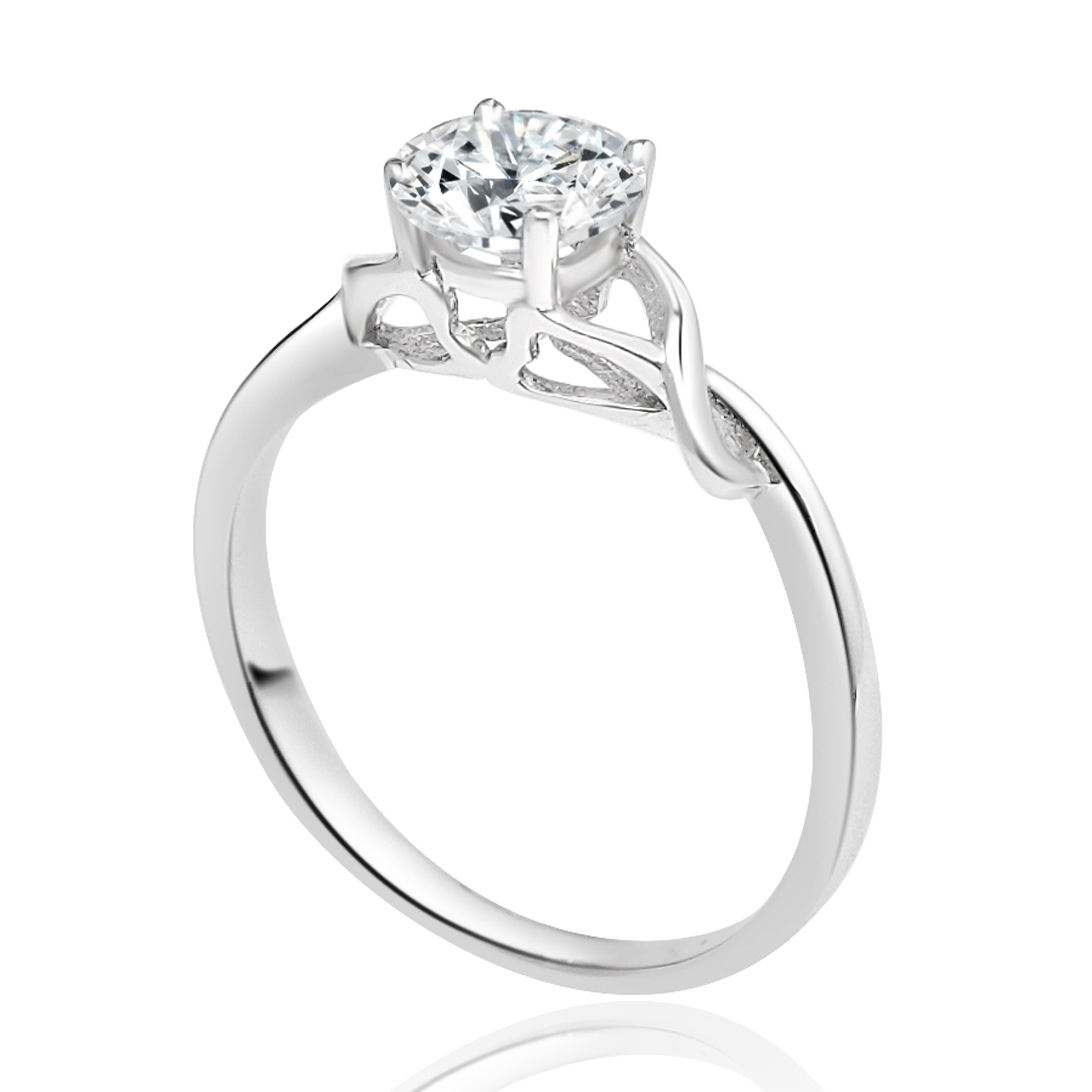 18K白金四爪日字扭紋戒指托 (RS03H4030)