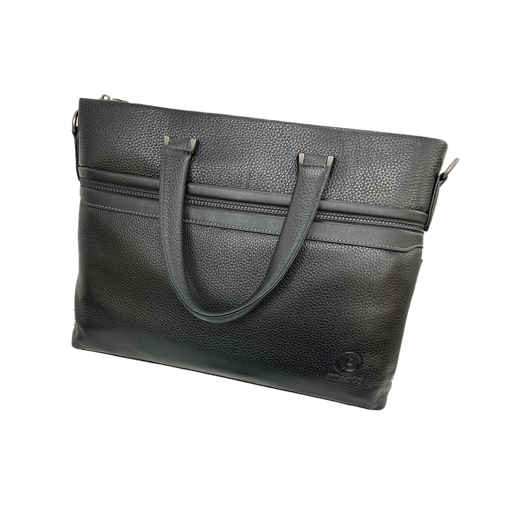 【Bruboses 巴伯思】BRB-C006 時尚 質感 個性 荔枝壓紋 手提公事包 真牛皮 編織 可調節背帶 附防塵袋