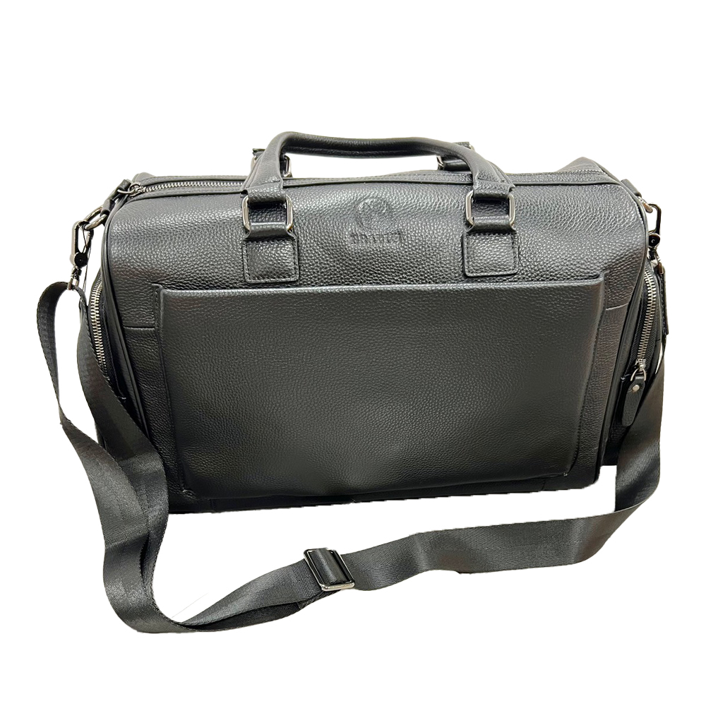 【BRABUS 巴伯斯】BRB-C007 時尚 質感 個性 荔枝壓紋 手提旅行袋 真牛皮 可調節背帶 附防塵袋-