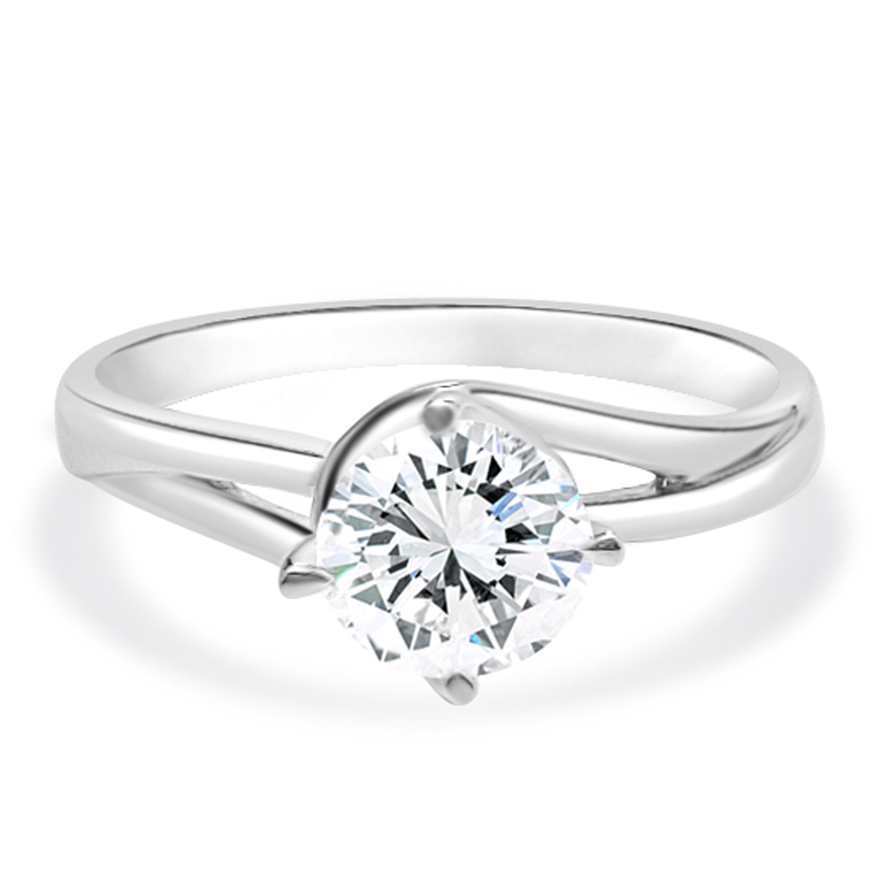 18K白金四爪十字扭臂戒指托 (RS03H4050)