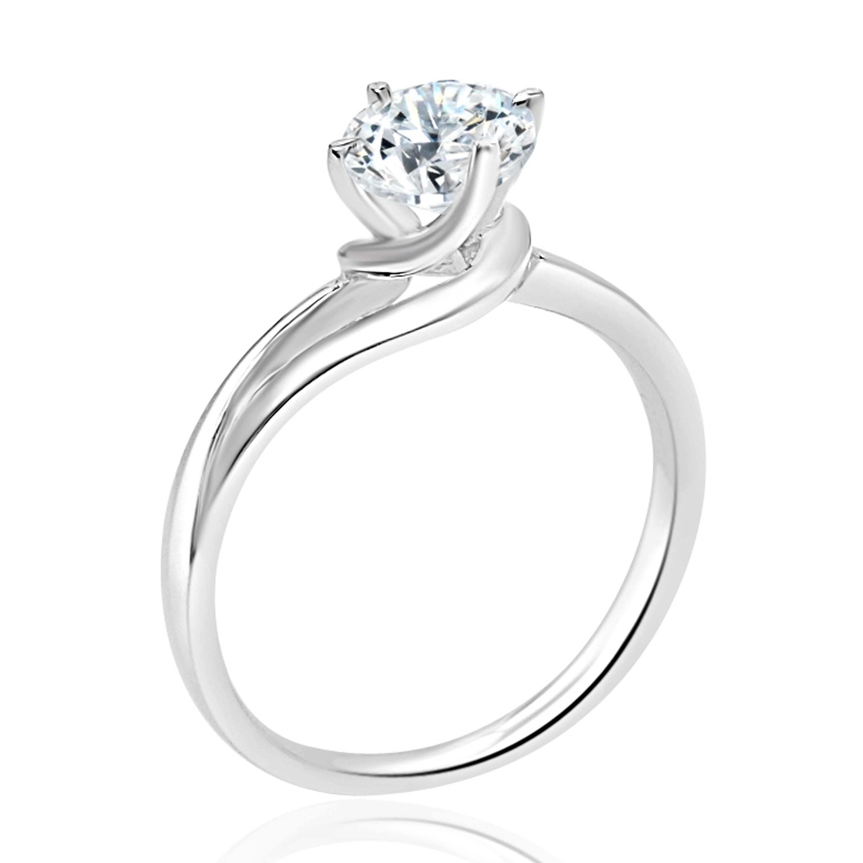 18K白金四爪十字扭臂戒指托 (RS03H4050)