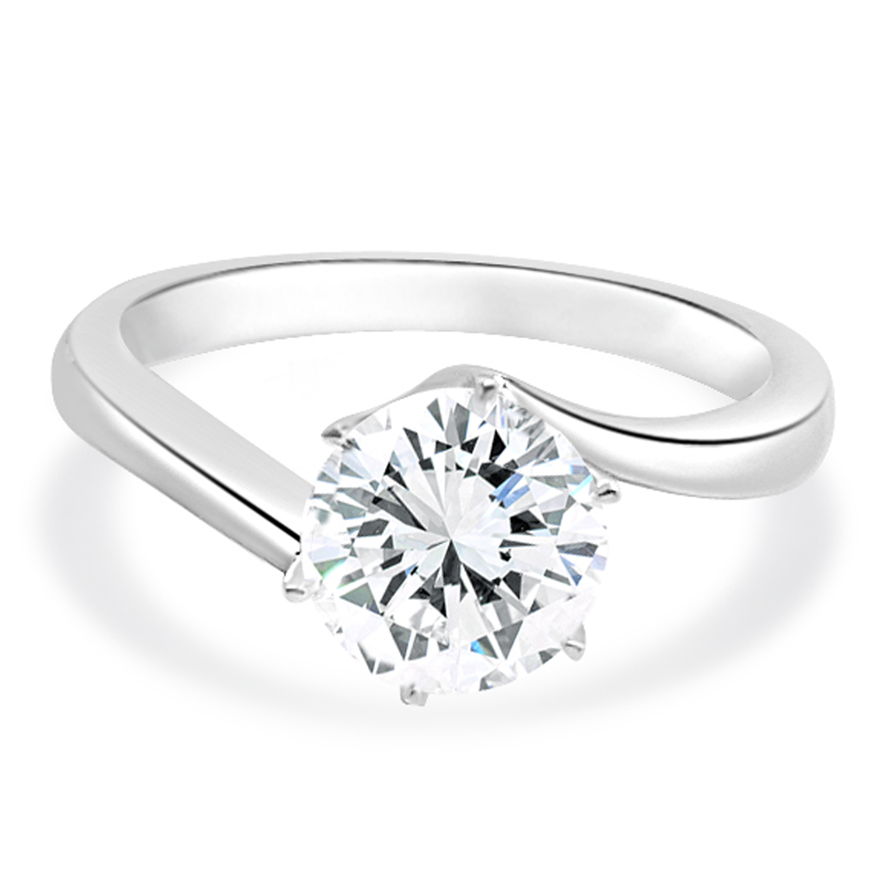 18K白金六爪扭臂戒指托 (RS03H6050)