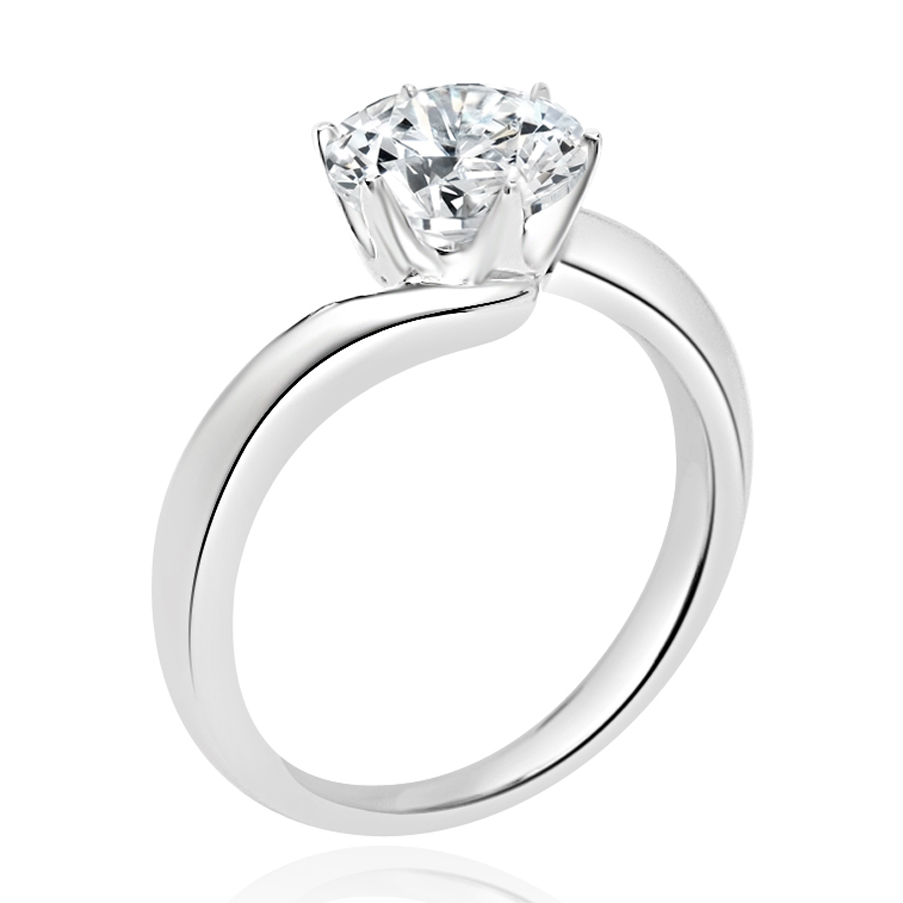 18K白金六爪扭臂戒指托 (RS03H6050)