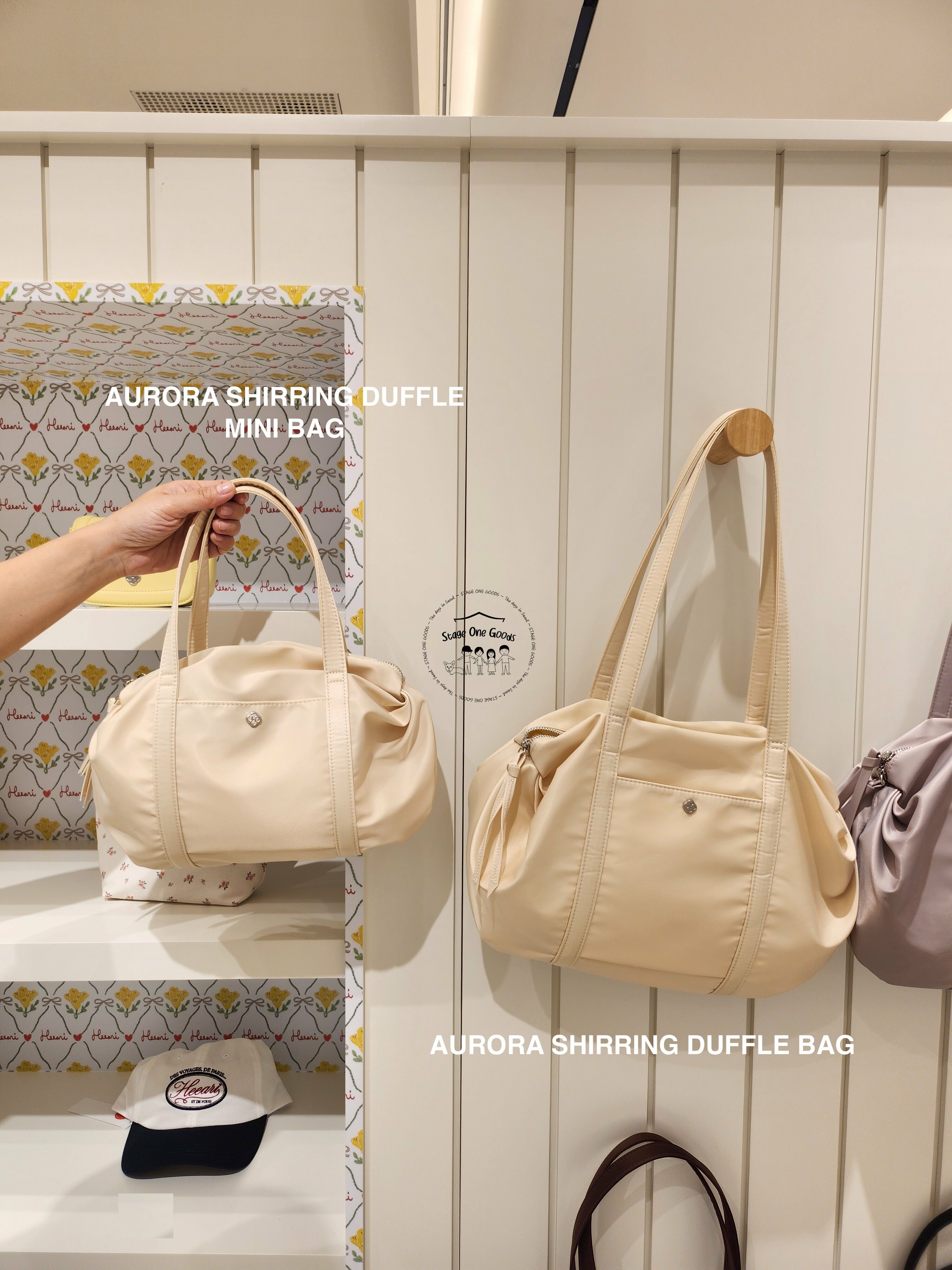 【HEEARI】Aurora Shirring Duffle Bag★フラワー HEEARI】Aurora Shirring Duffle Bag☆フラワー (HEEARI