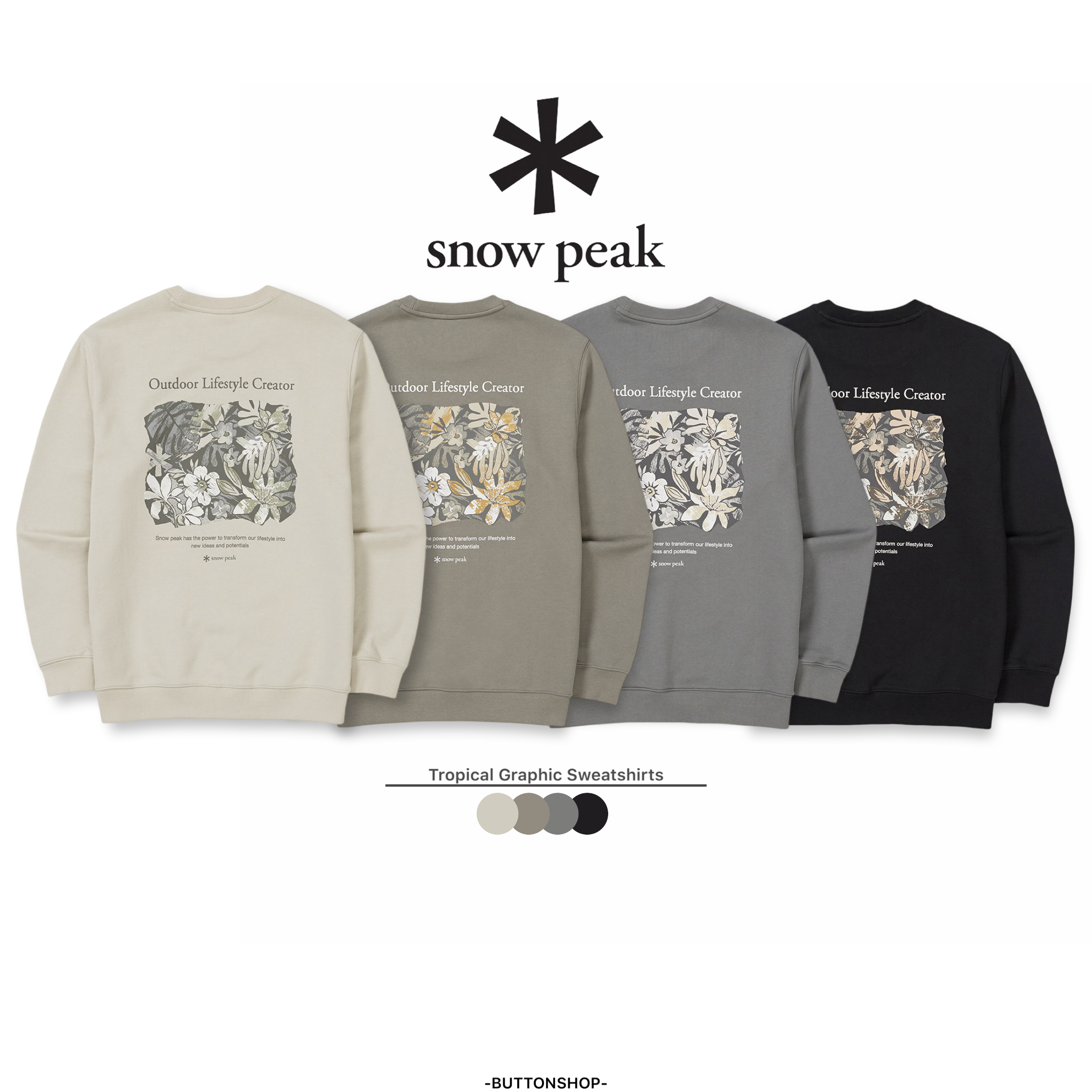 【現貨零碼折扣】snow peak Tropical Graphic Sweatshirts 熱帶植物大學Ｔ長袖 S24FUFHT64