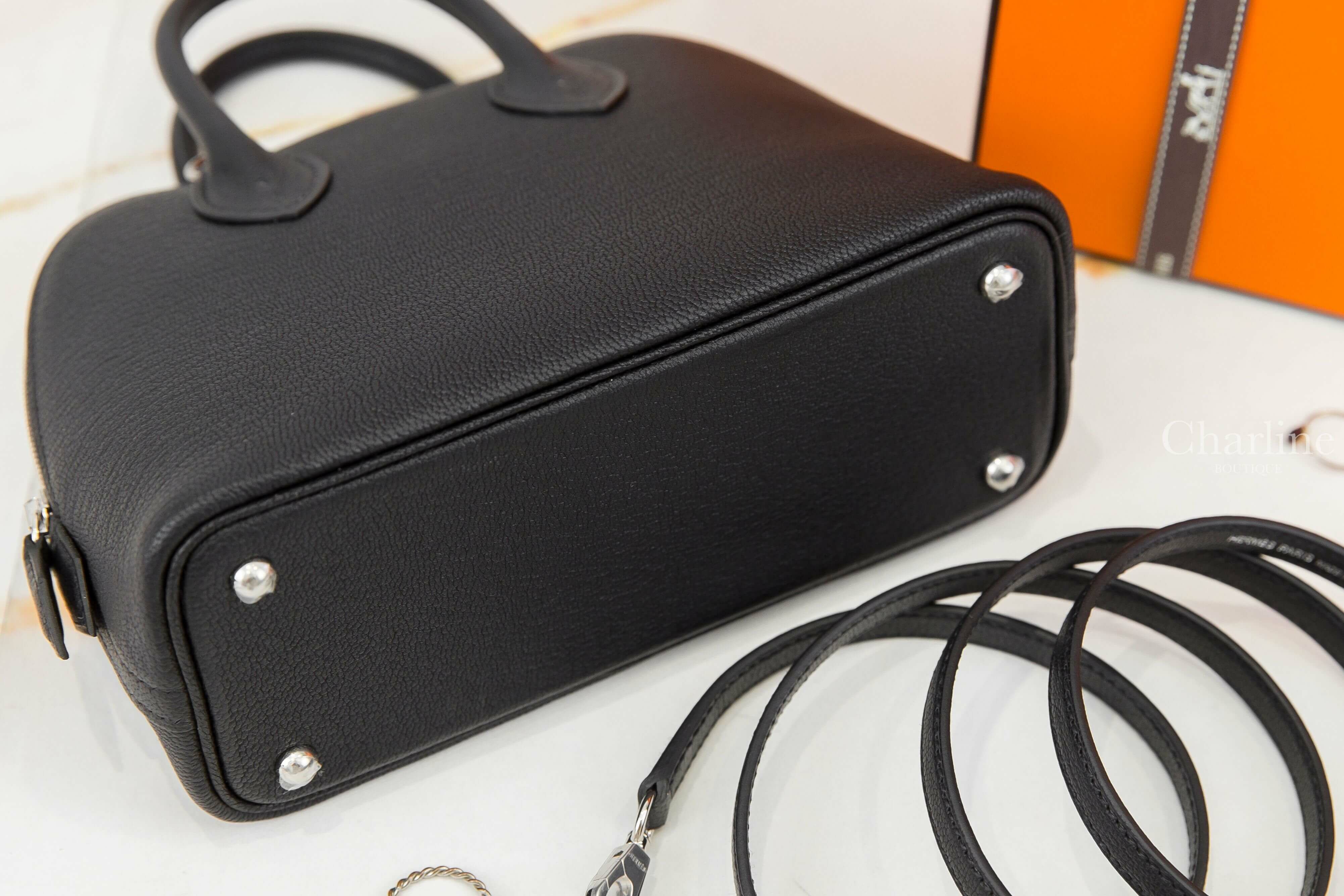 Hermès Bolide 1923 Mini 89 Noir Chevre Mysore 黑色銀釦迷你手提肩背包-Charline Boutique 精品代購