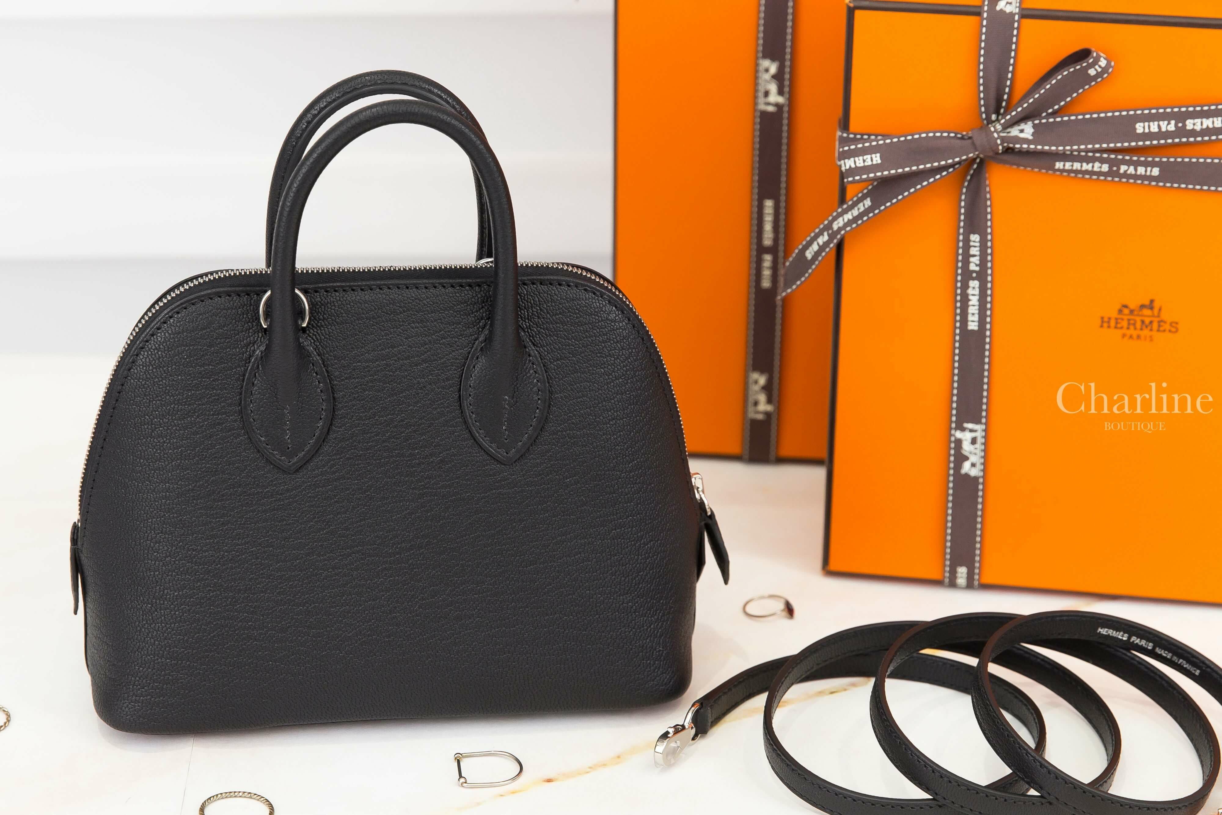 Hermès Bolide 1923 Mini 89 Noir Chevre Mysore 黑色銀釦迷你手提肩背包-Charline Boutique 精品代購