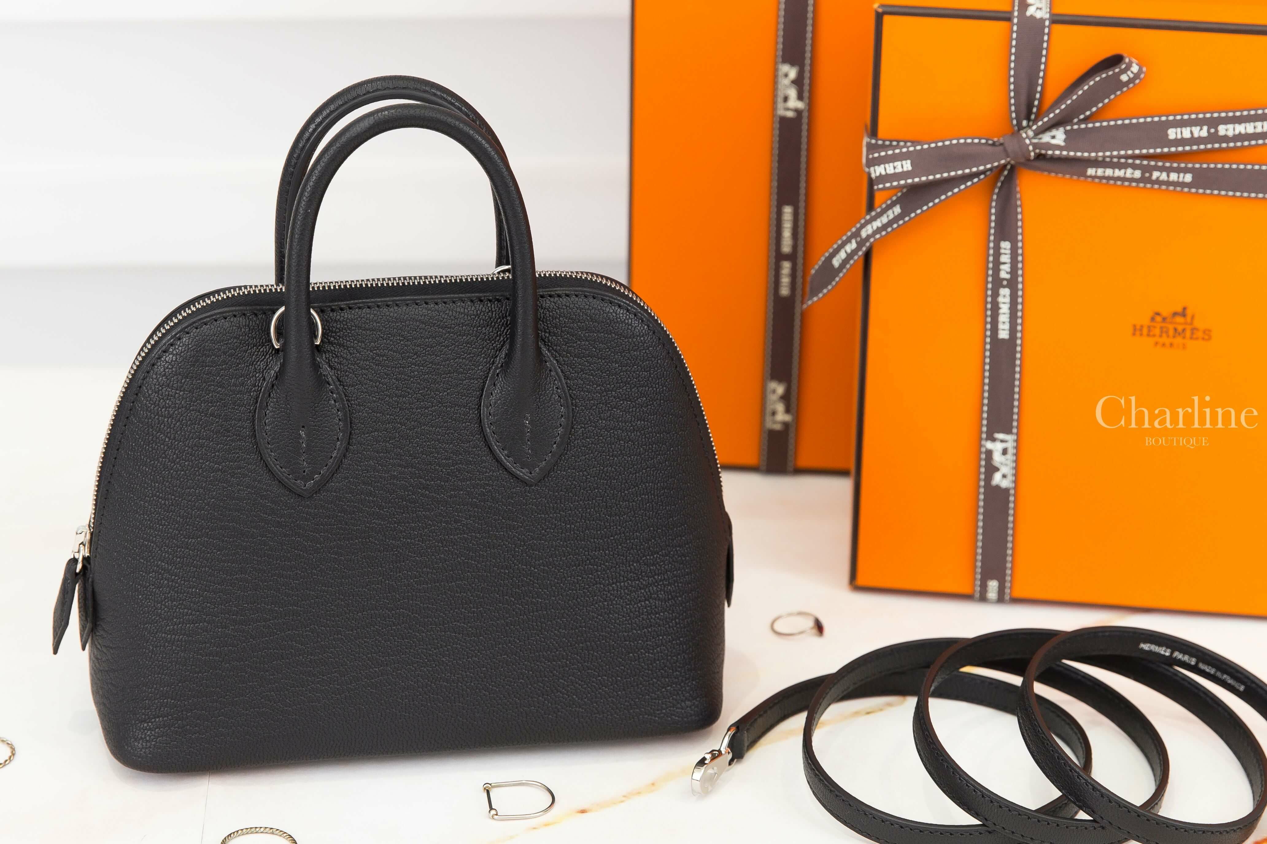 Hermès Bolide 1923 Mini 89 Noir Chevre Mysore 黑色銀釦迷你手提肩背包-Charline Boutique 精品代購