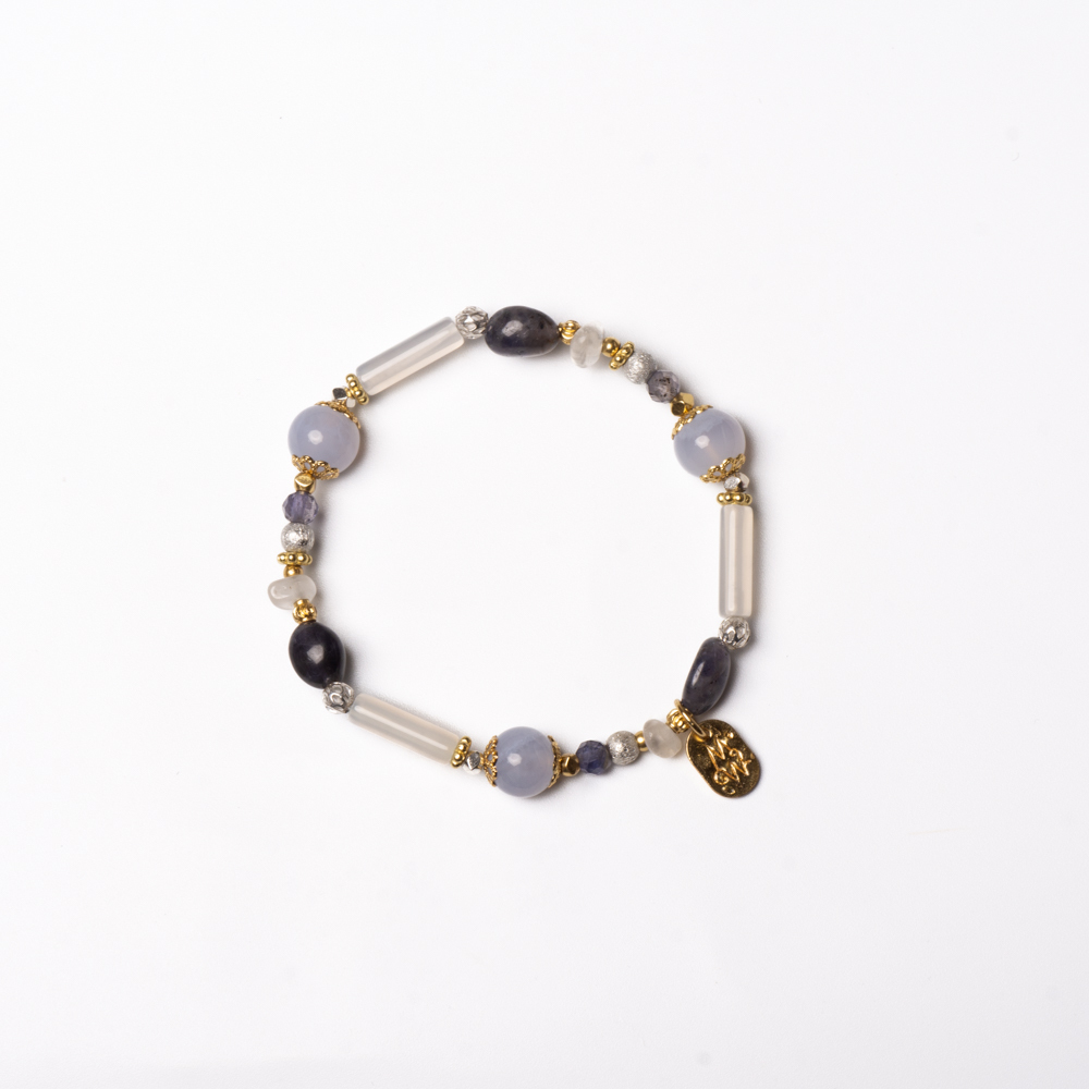 透明之韻｜藍紋瑪瑙堇青石手鍊 C1649