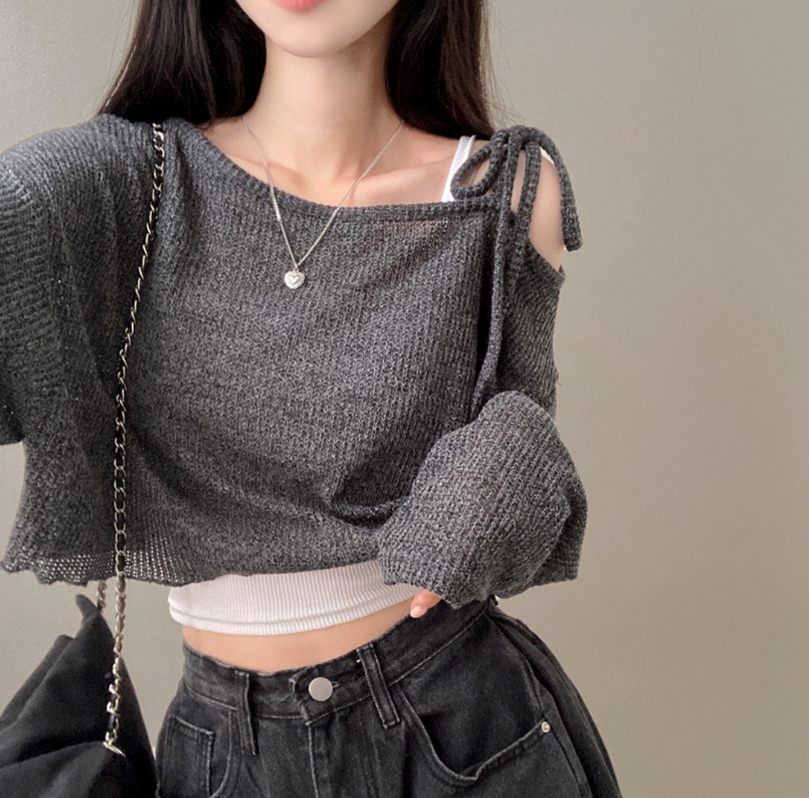 KR WAFFLE SLASH RIBBON TOP (3 COLORS)