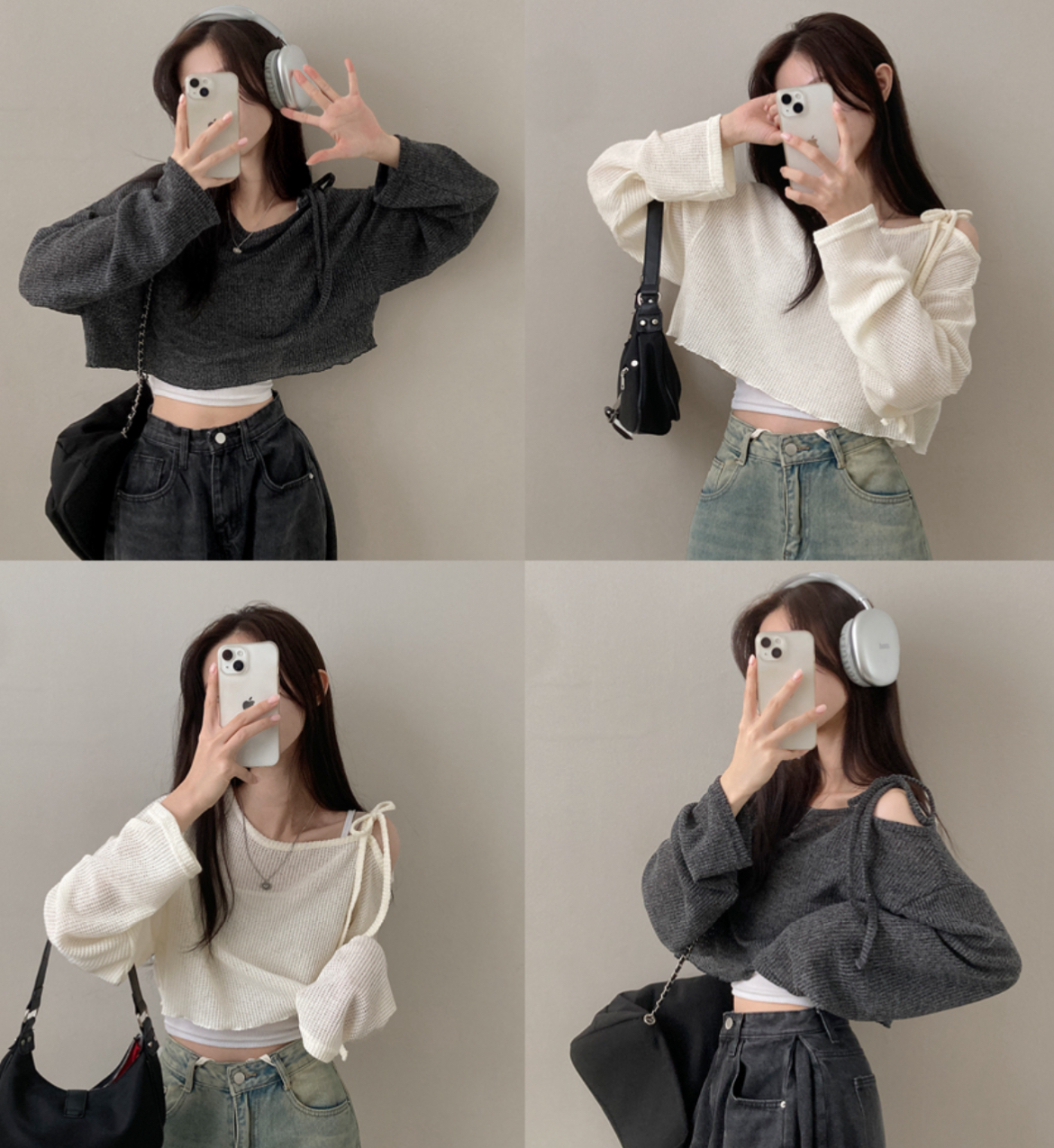 KR WAFFLE SLASH RIBBON TOP (3 COLORS)