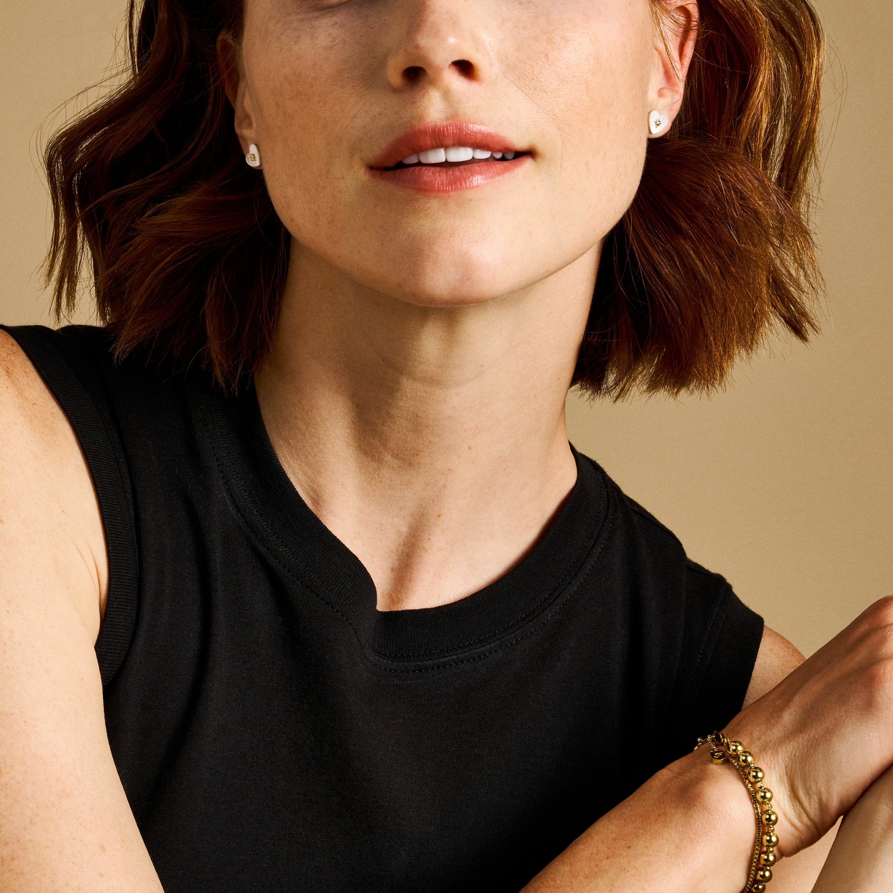 Sutton 愛之輝煌珍珠母貝心型耳環 JF04732710