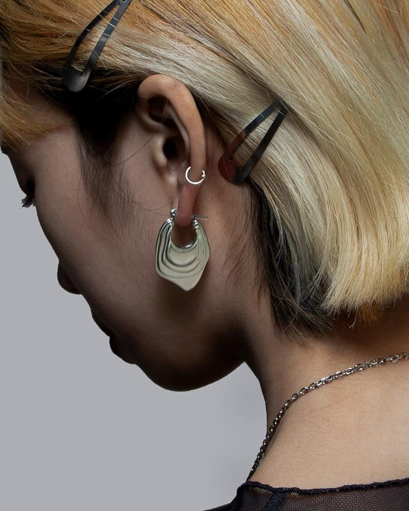 RECOVERY 堆疊C耳環 (霧銀)