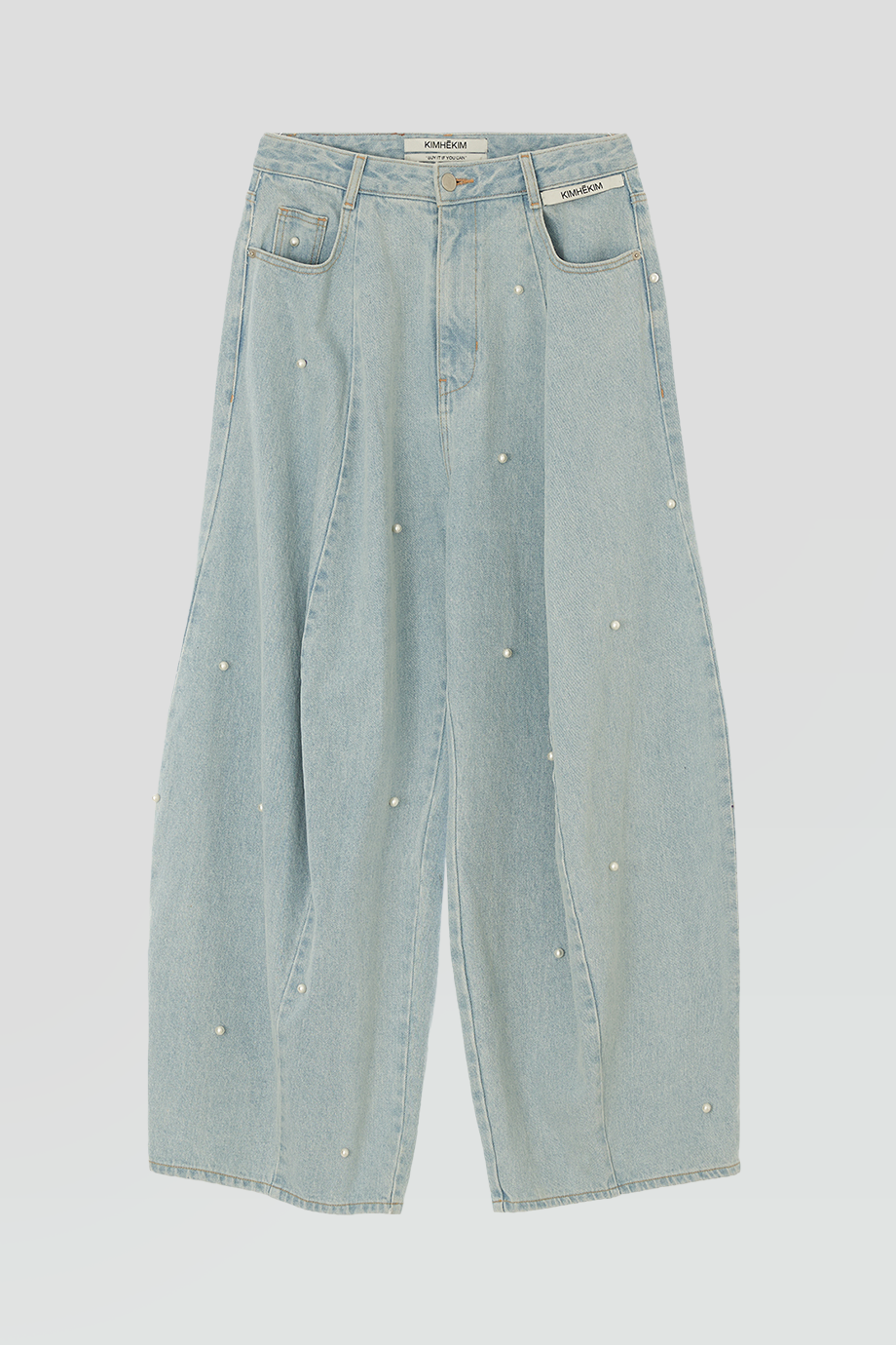 KIMHEKIM｜PEARL 珍珠綴飾牛仔氣球寬褲