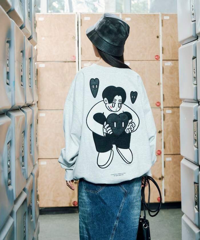 "代購" Kurt Wu 24AW 大學踢 全刺繡 two side warm heart CREW SWEAT