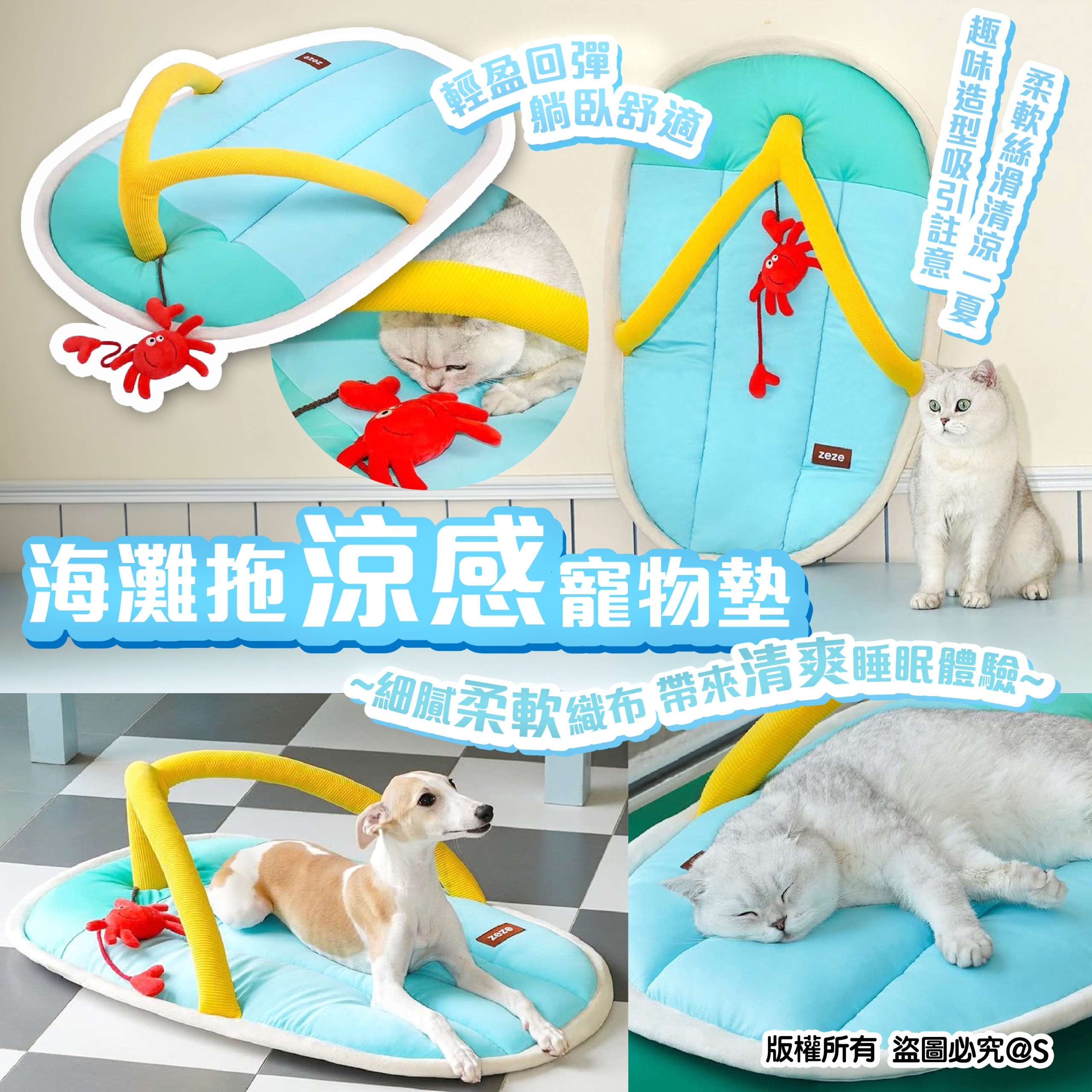 海灘拖拖涼感寵物墊