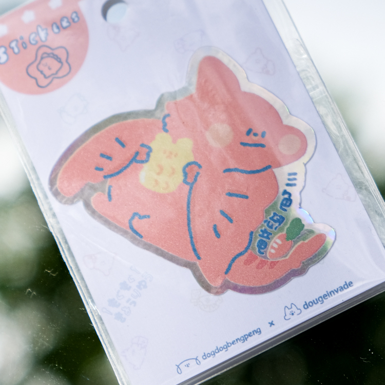 狗狗的小跳步，繪蹦砰｜單張貼紙｜三色紅色恐龍