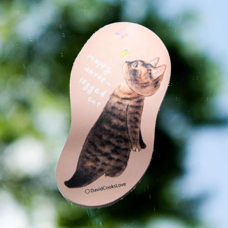 補補貓‧大衛煮愛｜防水貼紙L｜快樂三腳貓