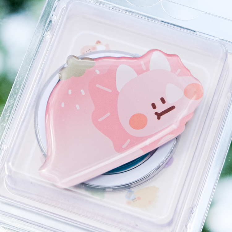 狗狗的小跳步，繪蹦砰｜磁吸手機支架｜草莓三角龍