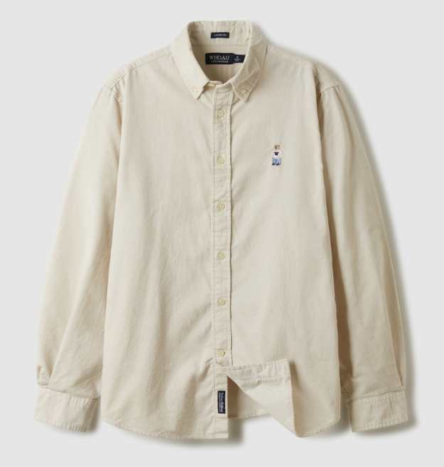 [K] WHO.A.U STEVE CORDUROY SHIRT,CREAM, WHYAE4924U-64-CREAM (KWAU1334)