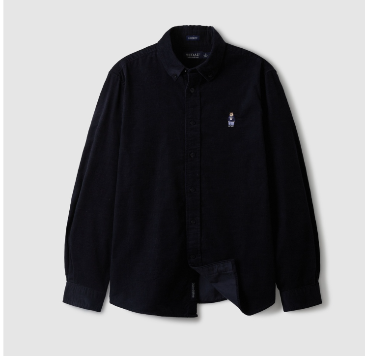 [K] WHO.A.U STEVE CORDUROY SHIRT,NAVY, WHYAE4924U-59-NAVY (KWAU1333)