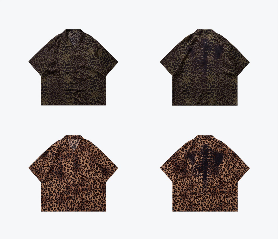 SENSE Leopard Bone Overprint Collar Shirt