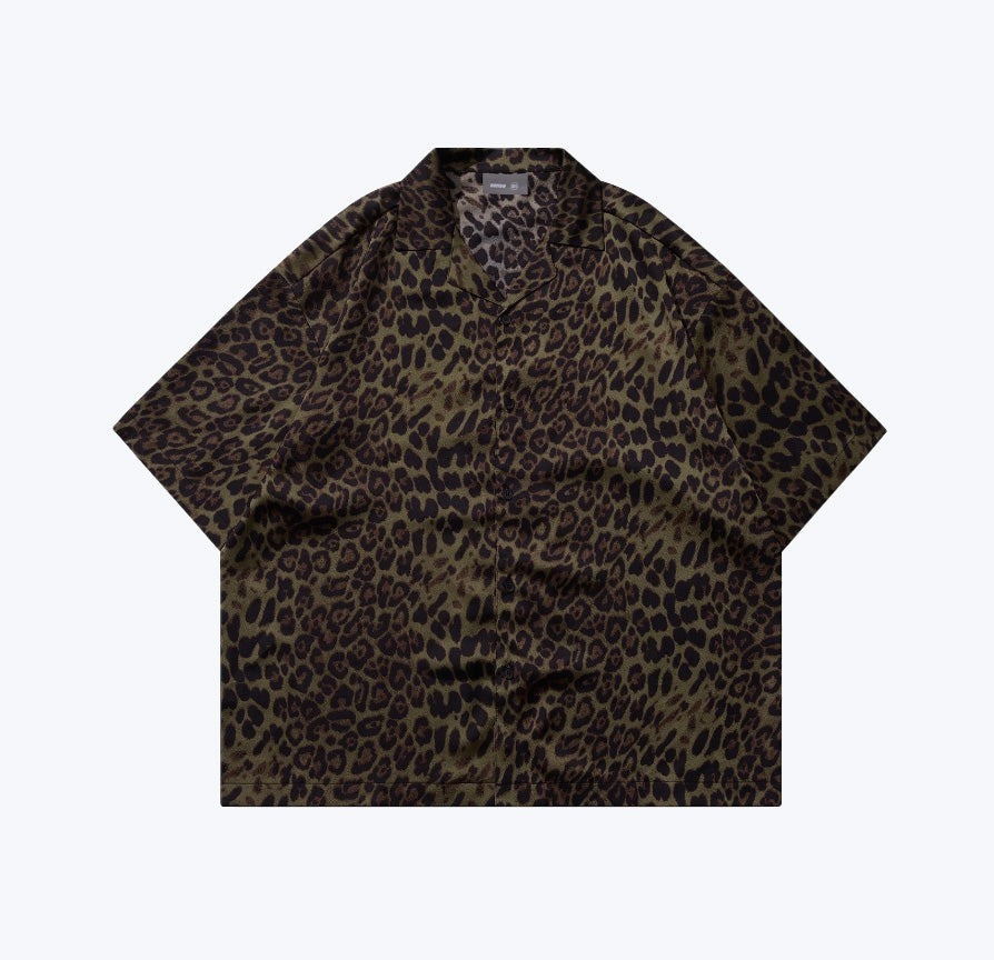 SENSE Leopard Bone Overprint Collar Shirt