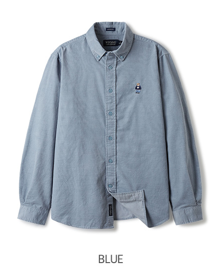 [K] WHO.A.U STEVE CORDUROY SHIRT,BLUE, WHYAE4924U-50-BLUE (KWAU1332)