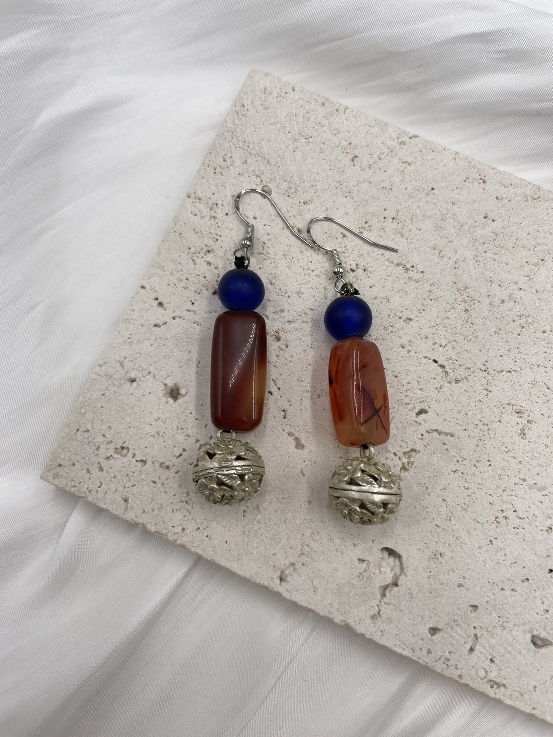 No.139 南紅瑪瑙串珠耳環