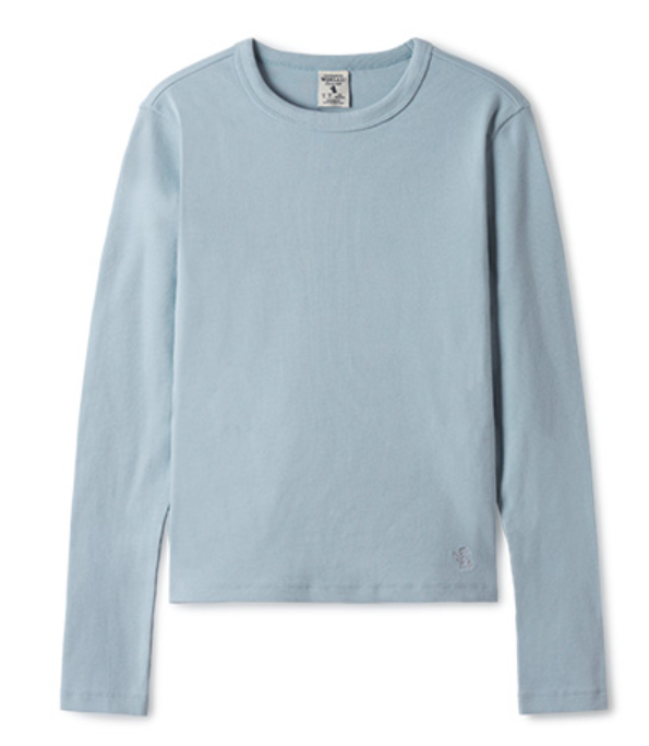 [K] WHO.A.U RIBBED LONG SLEEVE T-SHIRT,BLUE, WHLAE3821F-50-BLUE (KWAU1325)